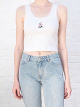 RARE Brandy Melville J. Galt Ronnie Lace floral Embroidered CropTank Top White Photo 0