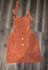 Corduroy Button Overall Dress Orange Photo 0