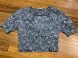 Abercrombie Fitch Womens Smocked V‎ Neck Floral Puff Sleeve Crop Top Size Small Photo 0