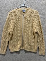 Vintage Gallagher cable knit cardigan zip sweater ramie cotton fisherman grandpa Photo 0