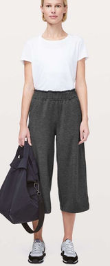 LULULEMON Lululemon Hello Sunday Crop In Heathered Mod Black Size 12 Wide Leg Photo 0