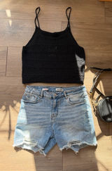 Forever 21 Black Crochet Knit Camisole Top -Festival Top (Top only) Photo 0