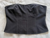 WHITE FOX BOUTIQUE Hours In Silence Crop Corset Tube Top in Charcoal Sz Medium Photo 0