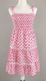 Roller Rabbit Target Pink Floral Smocked Tiered‎ Maxi Dress Tie Strap Lined NEW Photo 0