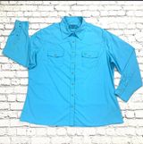 Cowgirl Hardware Bamboo Western Pearl Rhinestone Snap Women’s Aqua Blue Cowgirl Shirt Photo 0