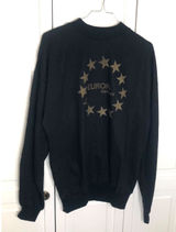 Vintage Europa Germany Sweatshirt Size 9/XL Black with 12 Gold Stars Women's Photo 0
