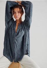 Free People Can’t Stop Dreaming Boho Whimsical Button Down Blouse size medium Photo 0