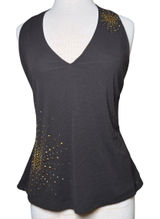 Brown Y2K Embellished Gold Sun Halter Top Size XL Celestial Photo 0