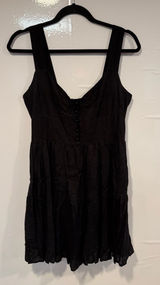 Black Lulu’s Linen Cotton Blend Sleeveless Tiered Sundress Photo 0