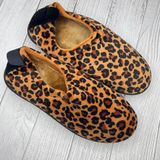 Womens Leopard Print Plush Faux Fur Lined Slip On House Slippers Size 10‎ Photo 0