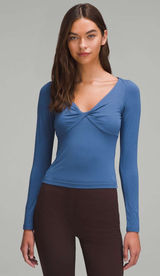 Lululemon Modal-Silk Blend V-Neck Long Sleeve Shirt Pitch Blue XS Photo 0