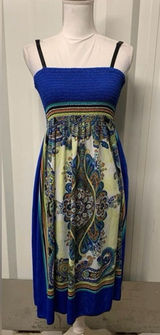 Boho Sundress Summer Vacation Casual Y2K Retro Blue Women's Large Photo 0