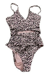 Aerie Leopard Cheetah Print Wrap Swimsuit One Piece Full Coverage Beach Small Photo 0