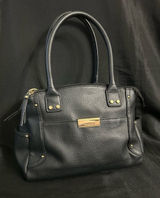 Rosetti Black & Gold Pebbled Faux Leather Satchel Handbag Photo 0