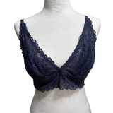 Aerie Lace‎ Bralette Womens L Navy Strappy Cage Back V-Neck Festival Layering Photo 0