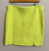 Express Body Contour Mini Skirt Womens XL Neon Lime Green Ribbed Knit Stretch Photo 0
