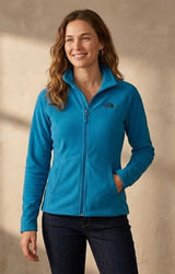 The North Face blue long sleeve full zip up fleece jacket pockets women small Photo 0