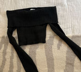 Princess Polly Black Cropped Off The Shoulder Sweater Photo 0
