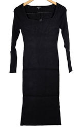 AREA STARS Black‎ Ribbed Knit Square Neck Long Sleeve Sweater Dress XS Photo 0