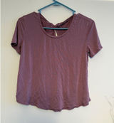 Lululemon Mauve Purple Twisted Open Back Short Sleeve Yoga Top 297 Photo 0