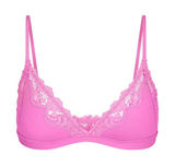 Skims Fits Everybody Lace Trim Triangle Bralette In Neon Orchid Photo 0