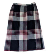 Vintage Plaid Wool Skirt Faux‎ Wrap Midi Long Maxi Skirt Women Size 12 A Line Photo 0
