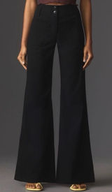 Maeve Junie Jean Black Flare Trousers Size 28 High Rise Anthropologie Photo 0