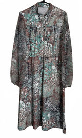 Vintage Floral Dress Size Extra Large XL Cottage Coquette Girl USA Blue Brown Photo 0