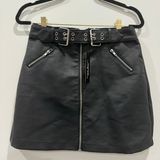 Haute Monde Faux Leather Buckle Mini Skirt Size M NWT Photo 0