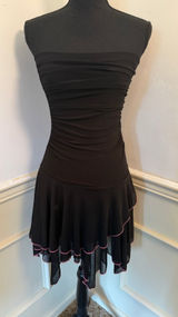 Vintage Y2K Taboo Strapless Whimsygoth Dress Black & Pink Ruffle Hem Fairy Goth Photo 0