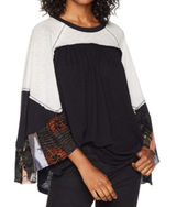 We The Free People Kimono Sleeves Colorblock Pullover Casual Blouse Top Medium Photo 0