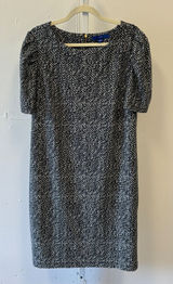 Apt 9 Abstract Herringbone Puff Sleeve Sheath Midi Dress Zipper XL Black White Photo 0