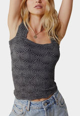 Free People Love Letter Textured Knit Tank Brown Sleeveless Top Photo 0