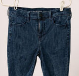 American Eagle Skinny Jeans Pinstripe Blue Ne(x)t Level Stretch 10S Dark Wash Photo 0