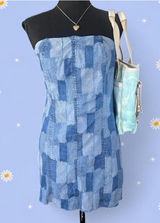 Wild Fable Y2K Coastal Fairycore Patchwork Denim Bodycon Mini Dress Size Medium 💙 Photo 0