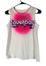 Rachel Zoe White Multicolor Graphic LOVERBOY Crew Neck Tank Top Women Sz S Photo 0