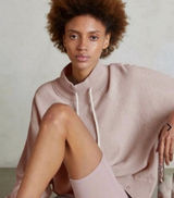 Varley Maceo Pique Mock Neck Pullover Sweatshirt in Blush Pink Size Small‎ Photo 0