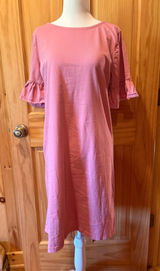J.Crew Ruffle Sleeve Pink T-Shirt Knee Length Dress women’s M Photo 0