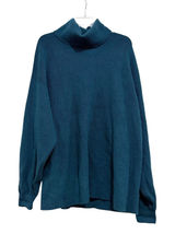 Free People Ottoman Slouchy Tunic Sweater Teal Blue Ribbed Turtleneck Large Photo 0