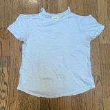 MAEVE BY ANTHROPOLOGIE Cold Shoulder Cut Out‎ White Short Sleeve T Shirt XS Photo 0