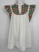Love The Label Mini Dress Medium White Floral Embroidered Flutter Sleeve‎ Boho Photo 0