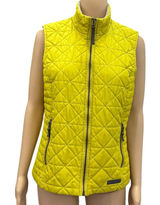 GH Bass and Co Quilted Vest Chartreuse Zip Front Fleece Collar Zip Pocket Medium Photo 0