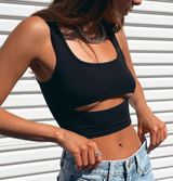 Black Zara Cutout Crop Top Photo 0