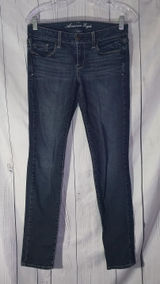 American Eagle Outfitters Women's Dark Blue Low-Rise Minimalist Y2K Skinny Jeans Photo 0