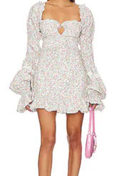 For Love & Lemons luca White Mini Dress with Pink Floral Photo 0
