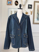 Lanie New York Women's Denim Rhinestone Blazer XL Photo 0