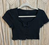 Cropped Short Sleeve Button Up Photo 0