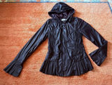 Moto & Co Faux Leather Jacket S Black Peplum Hooded Photo 0