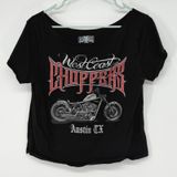 West Coast Choppers Austin TX Graphic Crop Top Black XL Short Sleeve‎ Shirt Photo 0