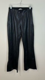 Abercrombie & Fitch Black Faux Leather Flared Pants Slit Ankle Size Medium Photo 0